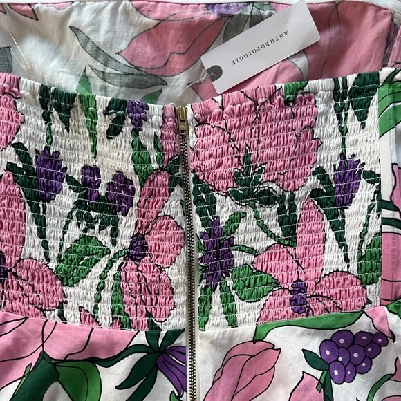 NWT Banjanan Anthropologie Women's Strapless Top Floral Spring Medium Sweetheart - Picture 9 of 10